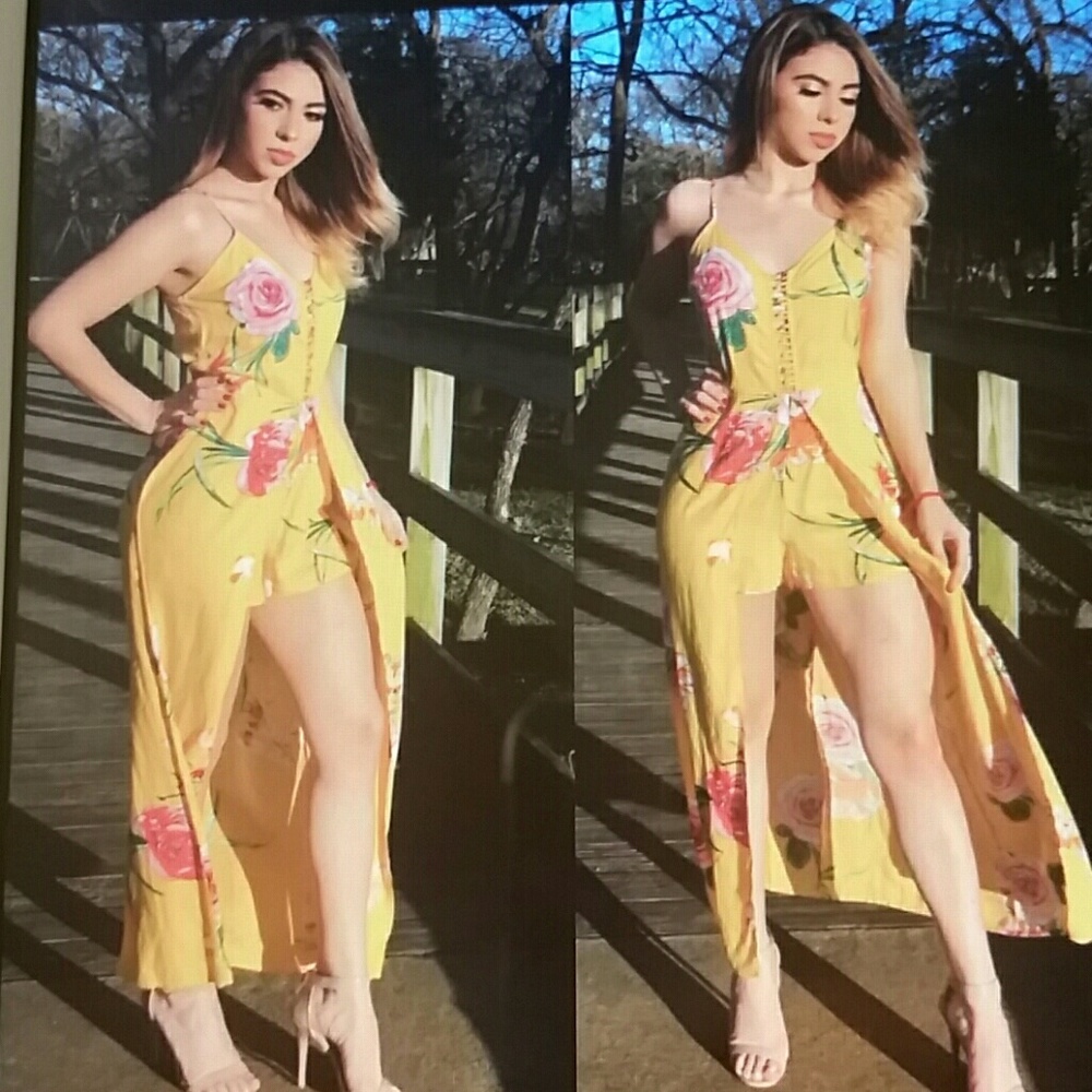 Flash Sale Yellow Maxi Romper Sz Small